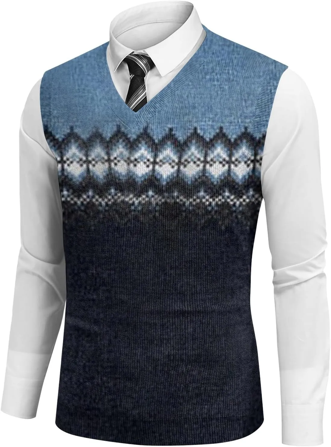 Men's Sweater Vest Wool Blend V-Neck Button Sleeveless Cardigan Vest Sweater Slim Fit Tops
