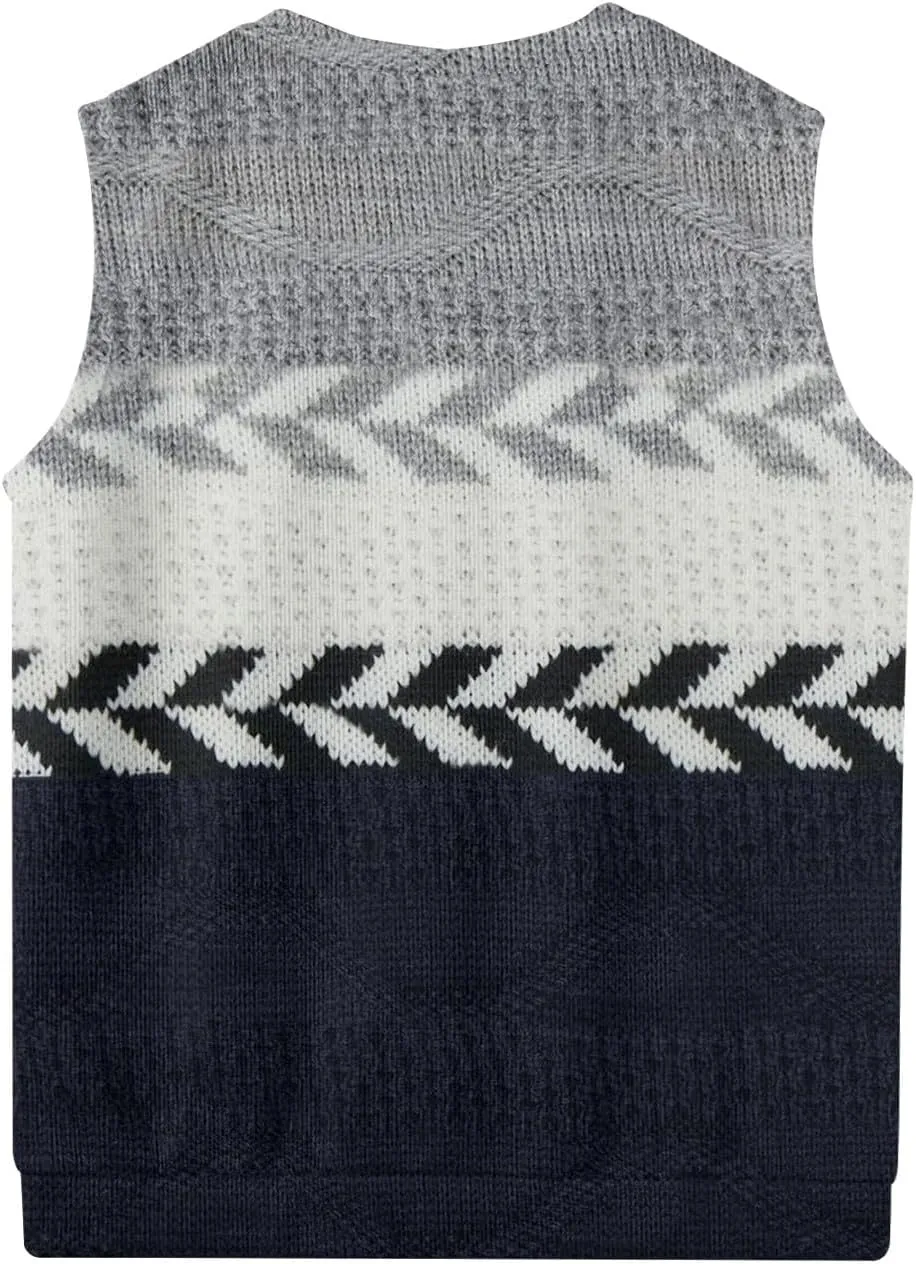 Men's Sweater Vest Wool Blend V-Neck Button Sleeveless Cardigan Vest Sweater Slim Fit Tops