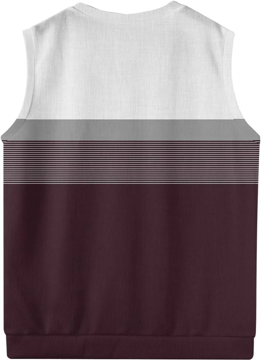 Men's Sweater Vest Wool Blend V-Neck Button Sleeveless Cardigan Vest Sweater Slim Fit Tops