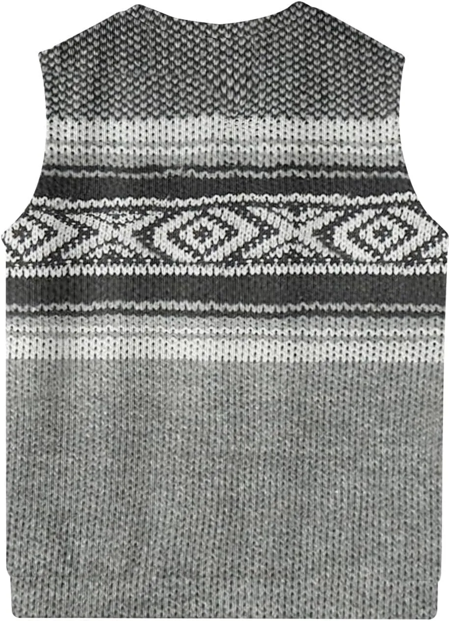 Men's Sweater Vest Wool Blend V-Neck Button Sleeveless Cardigan Vest Sweater Slim Fit Tops