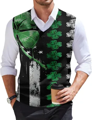 Men's Sweater Vest Wool Blend V-Neck Button Sleeveless Cardigan Vest Sweater Slim Fit Tops