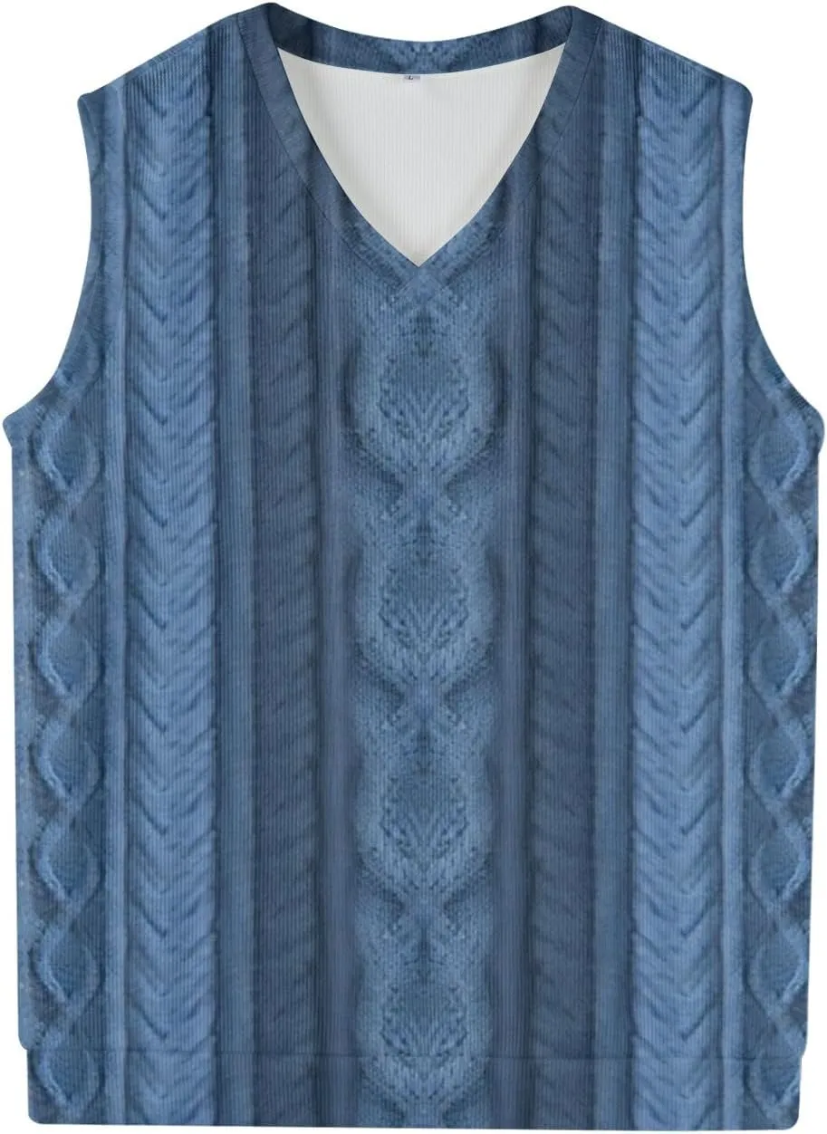Men's Sweater Vest Wool Blend V-Neck Button Sleeveless Cardigan Vest Sweater Slim Fit Tops