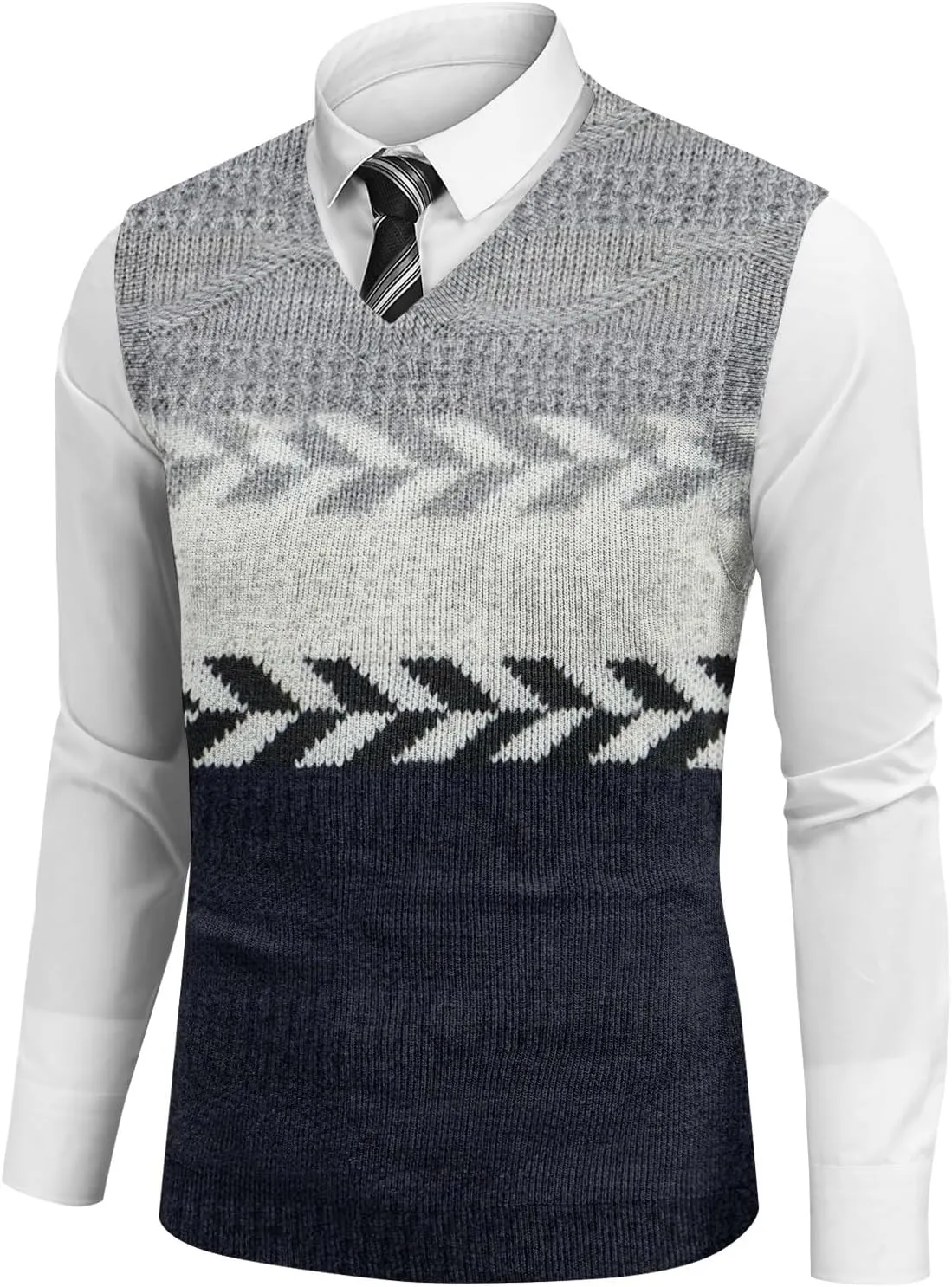 Men's Sweater Vest Wool Blend V-Neck Button Sleeveless Cardigan Vest Sweater Slim Fit Tops