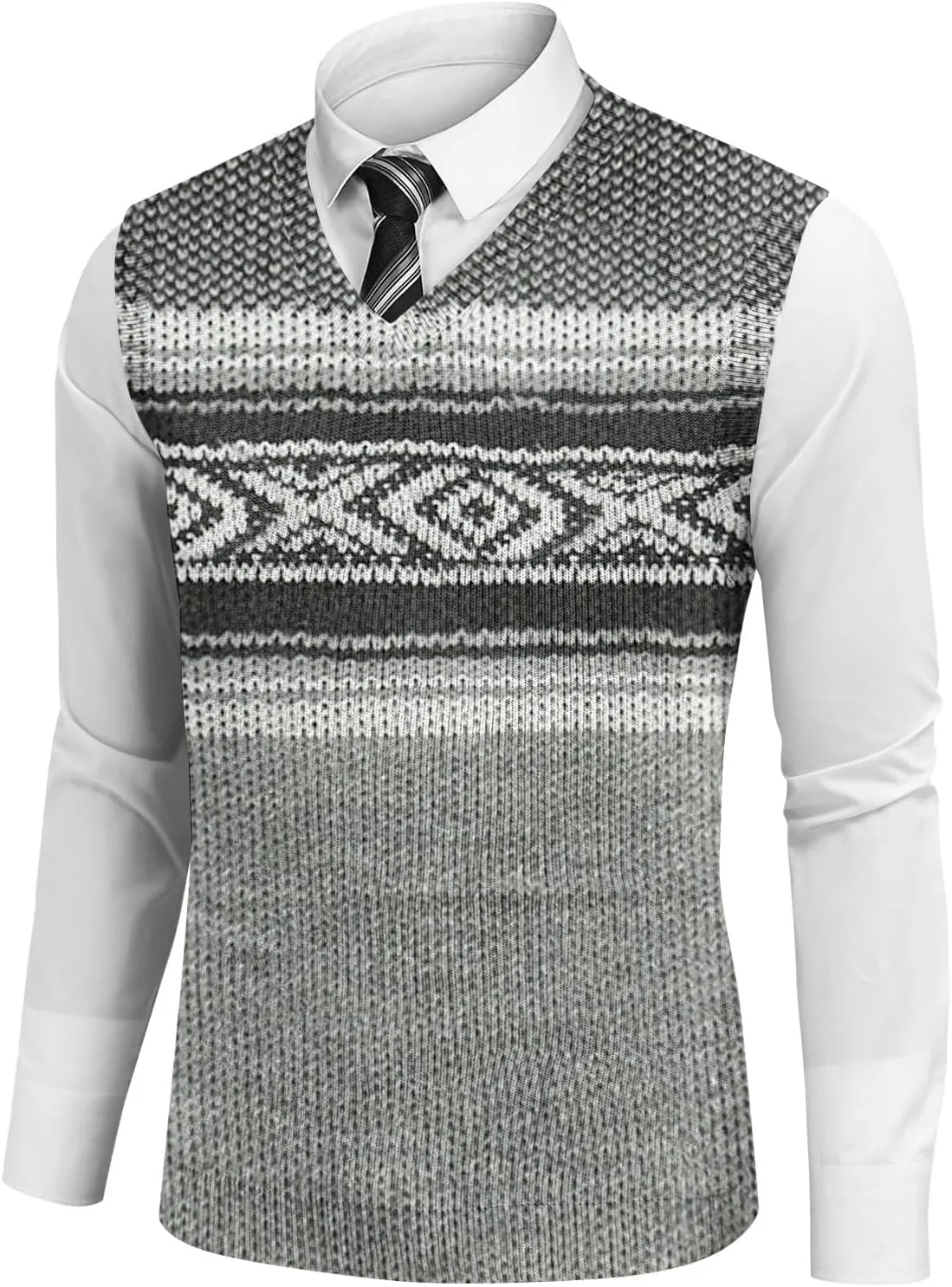 Men's Sweater Vest Wool Blend V-Neck Button Sleeveless Cardigan Vest Sweater Slim Fit Tops