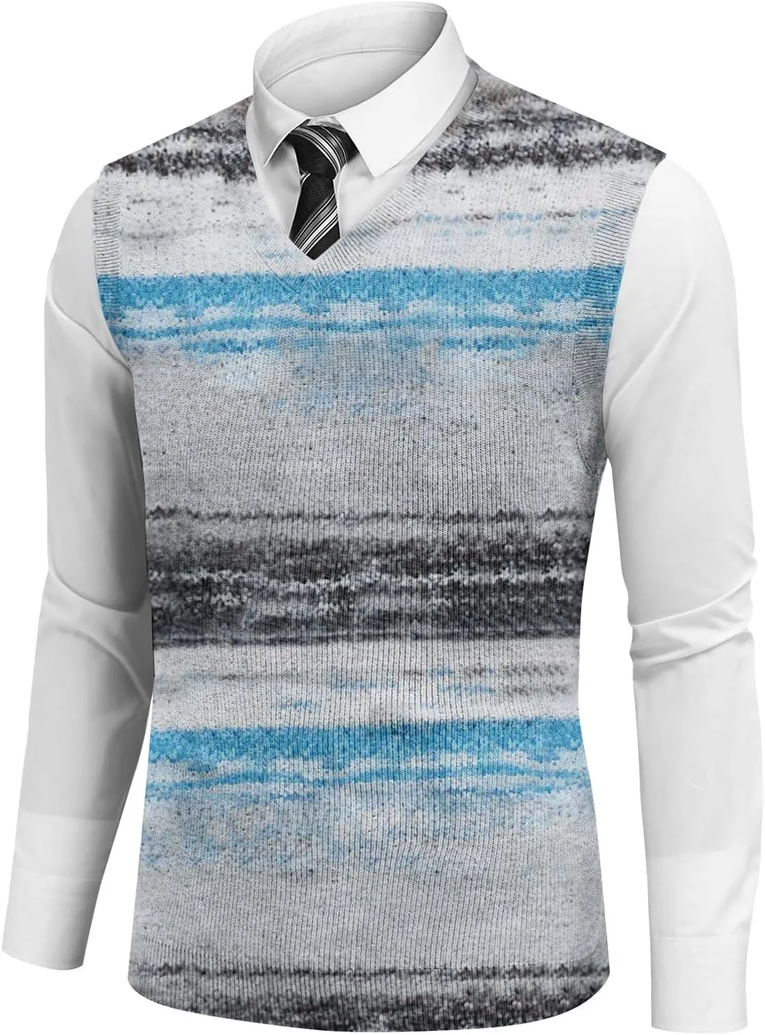 Men's Sweater Vest Wool Blend V-Neck Button Sleeveless Cardigan Vest Sweater Slim Fit Tops