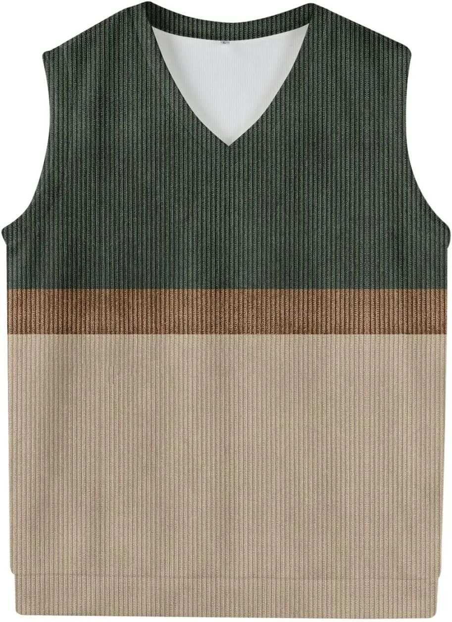 Men's Sweater Vest Wool Blend V-Neck Button Sleeveless Cardigan Vest Sweater Slim Fit Tops