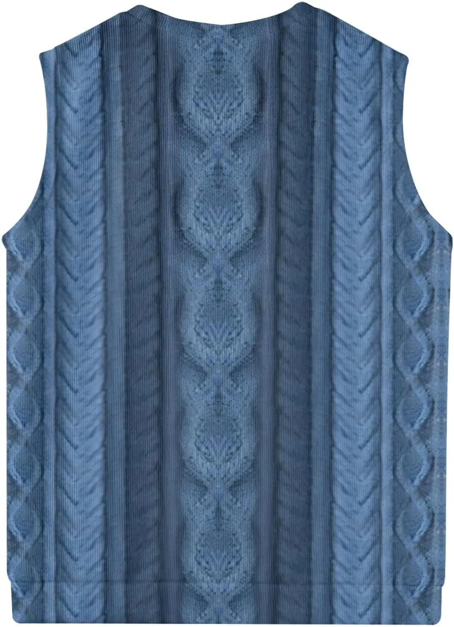 Men's Sweater Vest Wool Blend V-Neck Button Sleeveless Cardigan Vest Sweater Slim Fit Tops