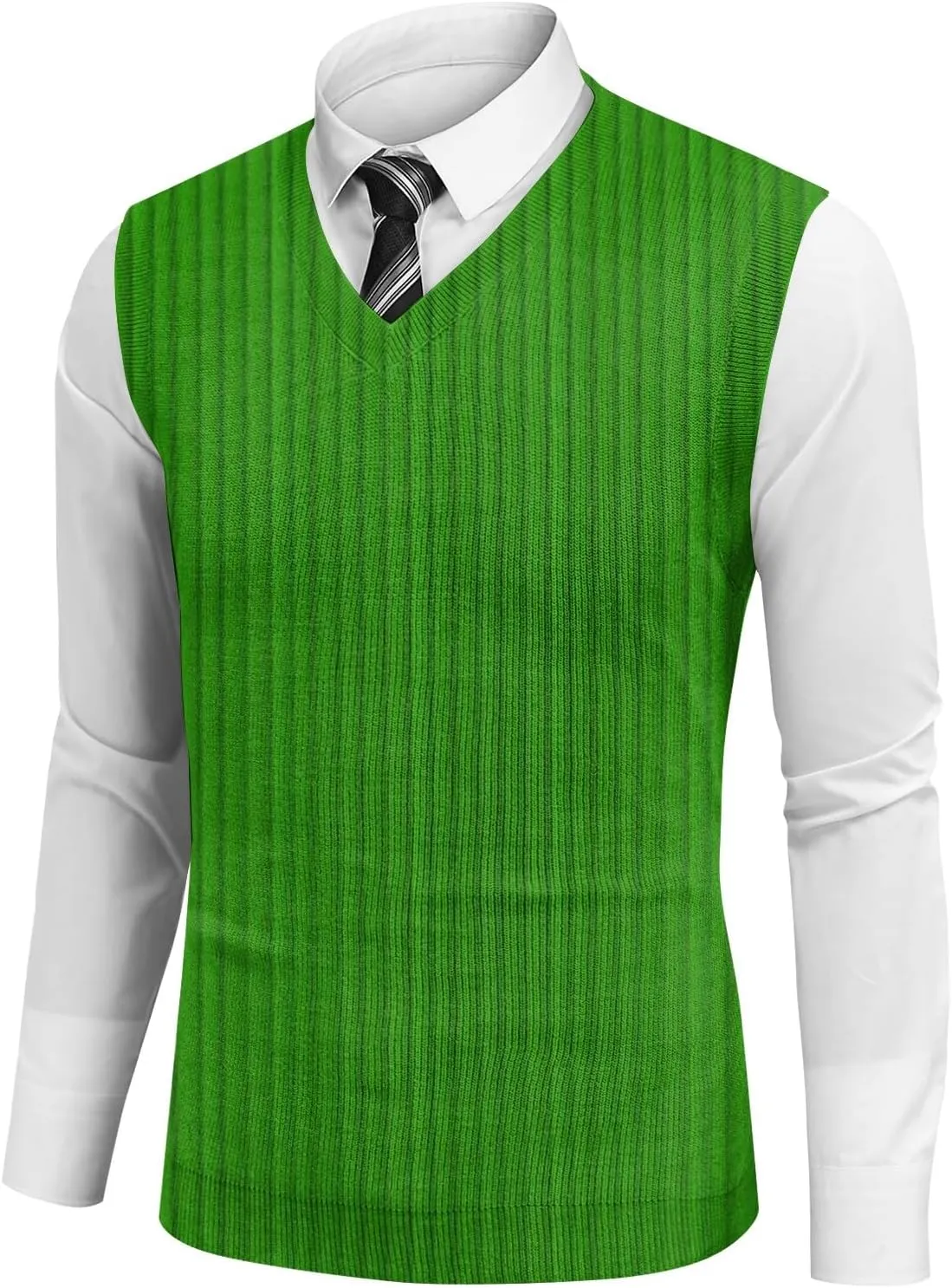 Men's Sweater Vest Wool Blend V-Neck Button Sleeveless Cardigan Vest Sweater Slim Fit Tops