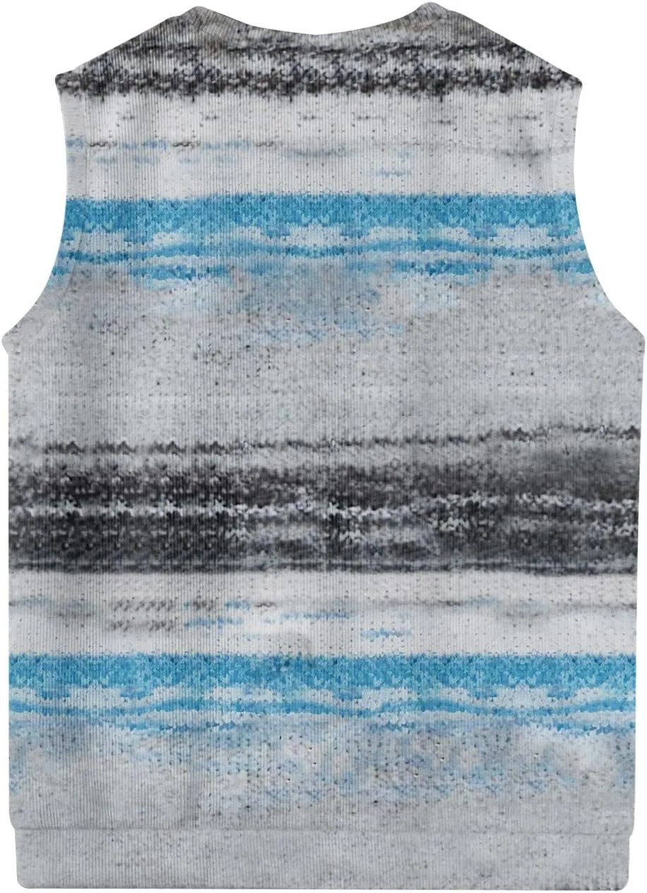 Men's Sweater Vest Wool Blend V-Neck Button Sleeveless Cardigan Vest Sweater Slim Fit Tops