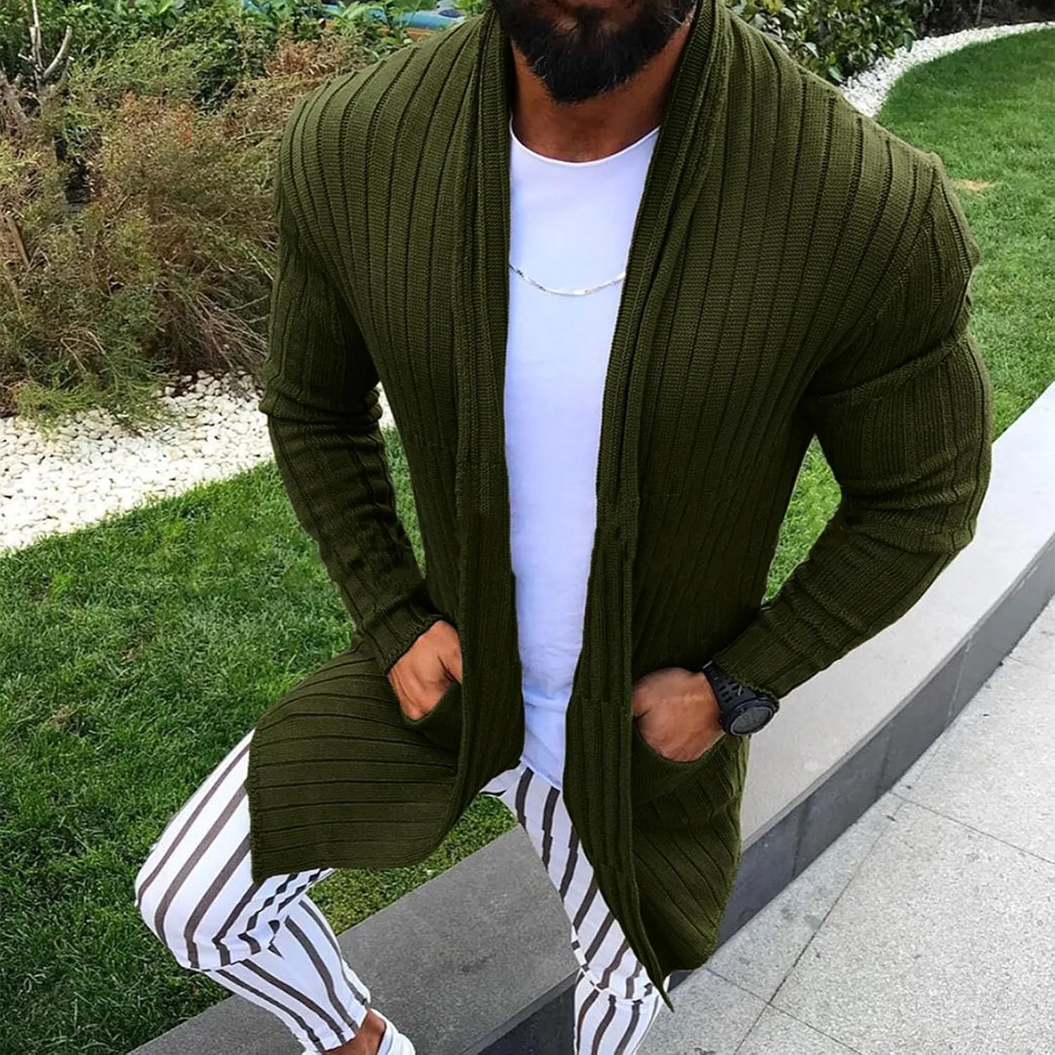 Mens Sweaters Vintage Casual Cardigan Sweaters Long Sleeve Shawl Button Down Mens Pullover Sweater v Neck