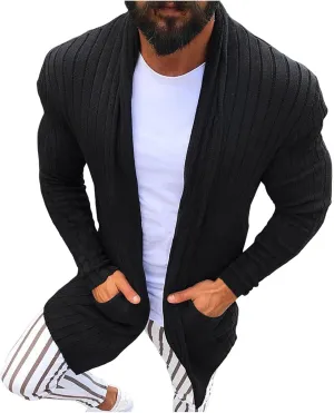 Mens Sweaters Vintage Casual Cardigan Sweaters Long Sleeve Shawl Button Down Mens Pullover Sweater v Neck
