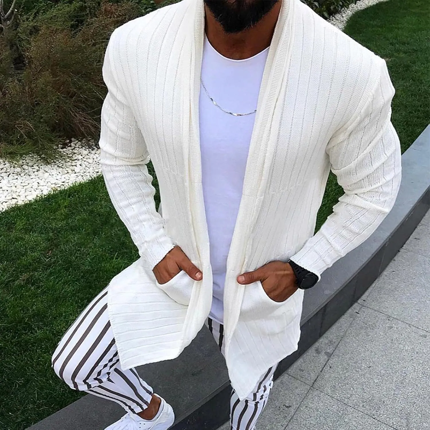 Mens Sweaters Vintage Casual Cardigan Sweaters Long Sleeve Shawl Button Down Mens Pullover Sweater v Neck