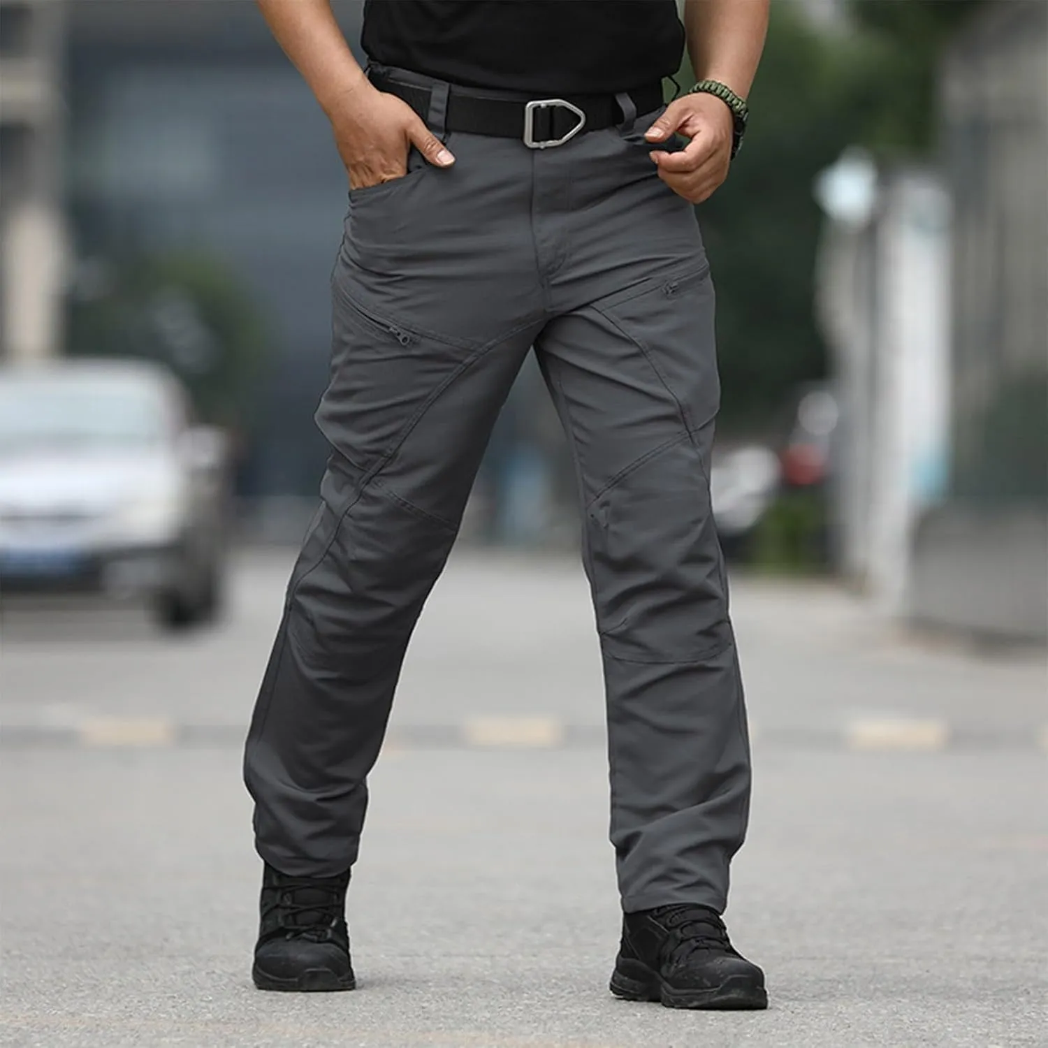 Mens Tactical Waterproof Pants Relaxed Fit Work Hiking Multi Pockets Flex Camo Cargo Trousers