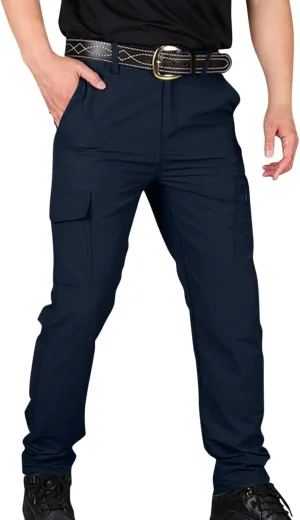 Mens Tactical Waterproof Pants Relaxed Fit Work Hiking Multi Pockets Flex Camo Cargo Trousers