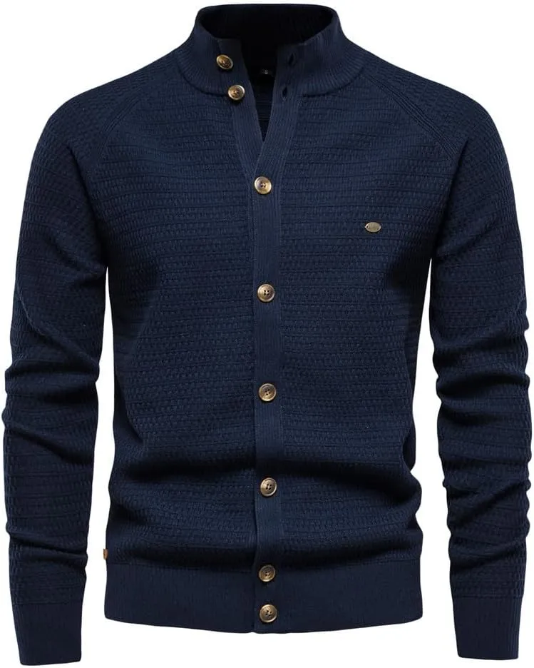 Men's Ugly Sweater Fashion Button Down Slim Fit Stand Collar Long Sleeves Knit Cardigan Shirt Jacket Blouse Tops