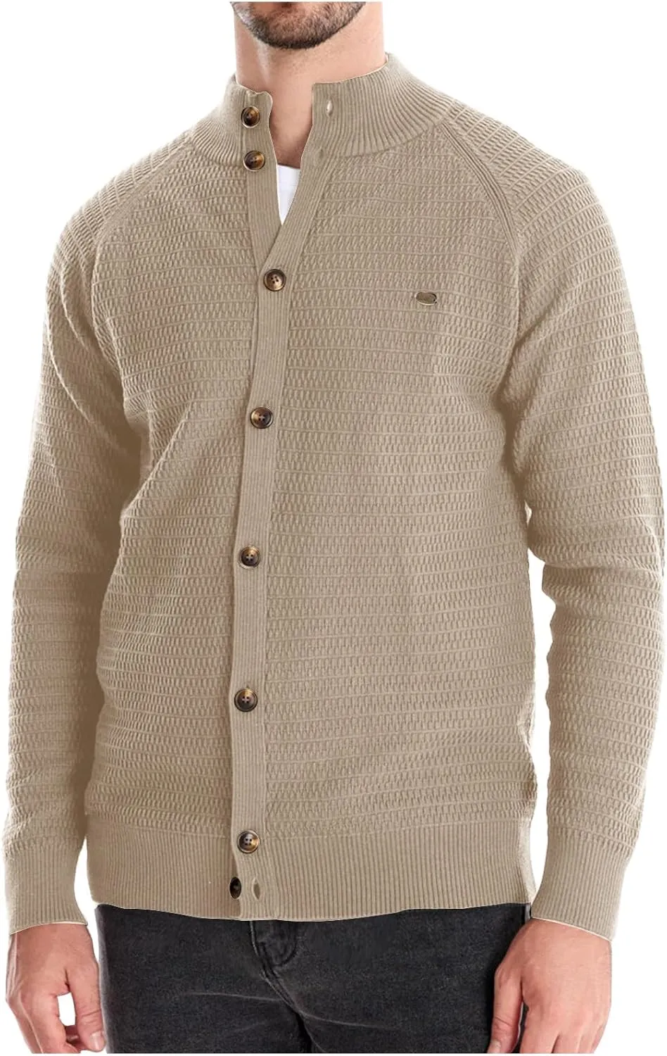 Men's Ugly Sweater Fashion Button Down Slim Fit Stand Collar Long Sleeves Knit Cardigan Shirt Jacket Blouse Tops