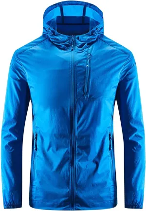 Mens UPF 50  Sun Protection Jacket Summer Quick Dry Lightweight UV Sun Shirts Outdoor Hiking Fishing Full Zip Hoodie