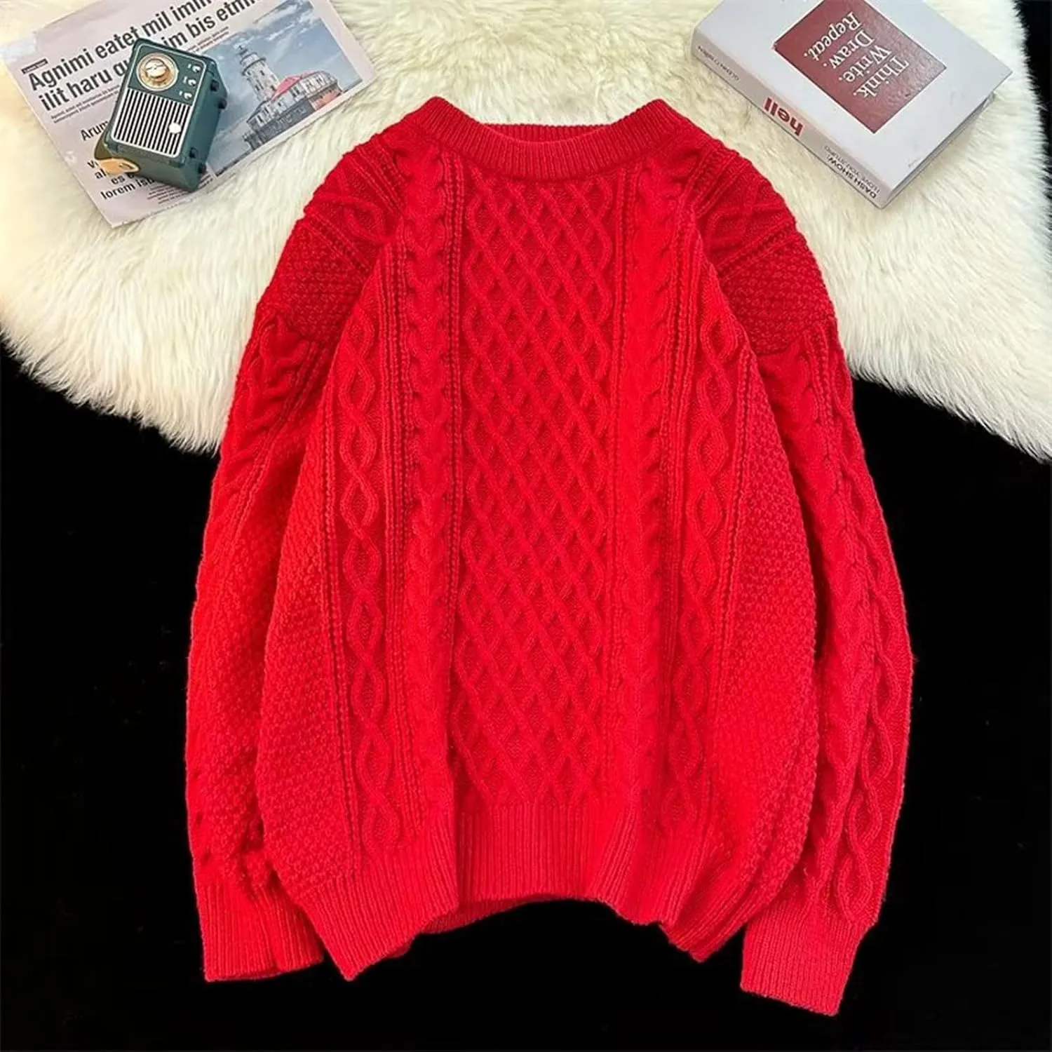 Mens v Neck Sweaters Long Sleeve Male Autumn and Spring Round Neck Sweater Knitwear Mens Pullover Sweaters Dressy