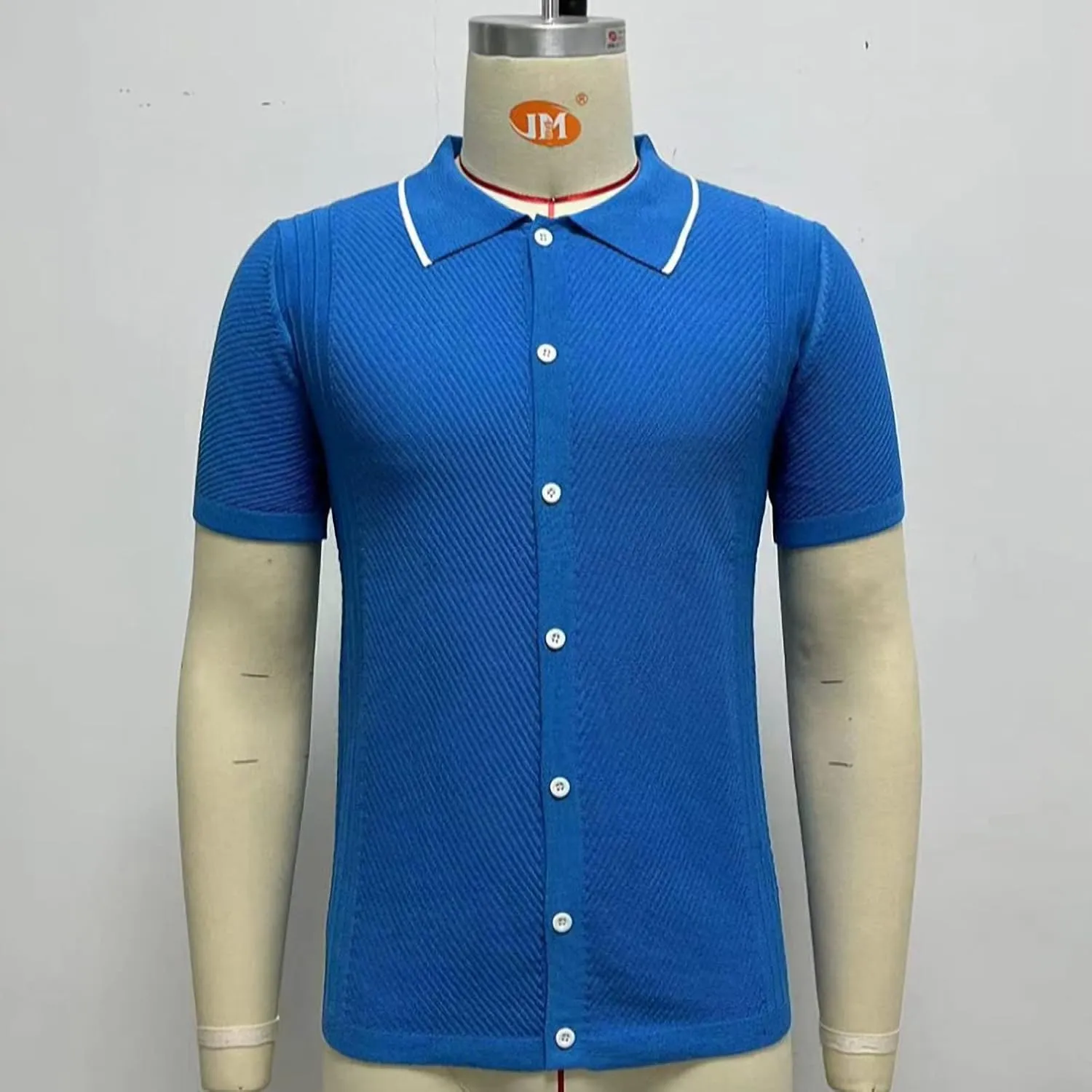 Mens Vintage Striped Polo Shirts Short Sleeve Stripes Button Down Polo Cardigans