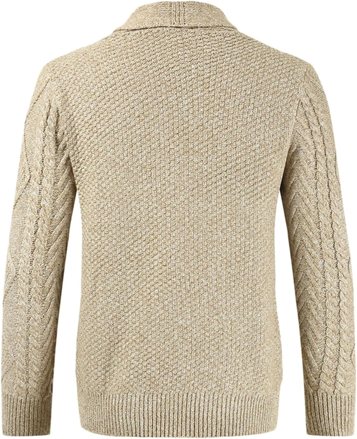 Men's Wool Blend Shawl Collar Cardigan Sweater Casual Cable Knit Button Down Cardigan Chunky Ribbed Sweaters