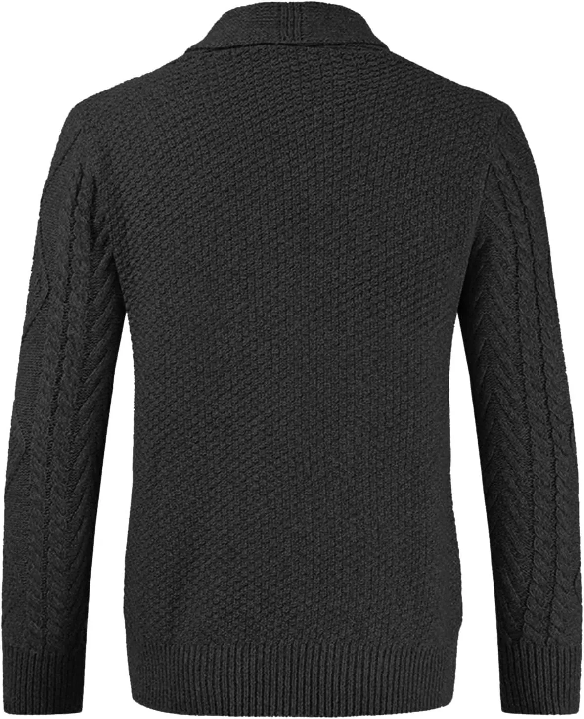 Men's Wool Blend Shawl Collar Cardigan Sweater Casual Cable Knit Button Down Cardigan Chunky Ribbed Sweaters