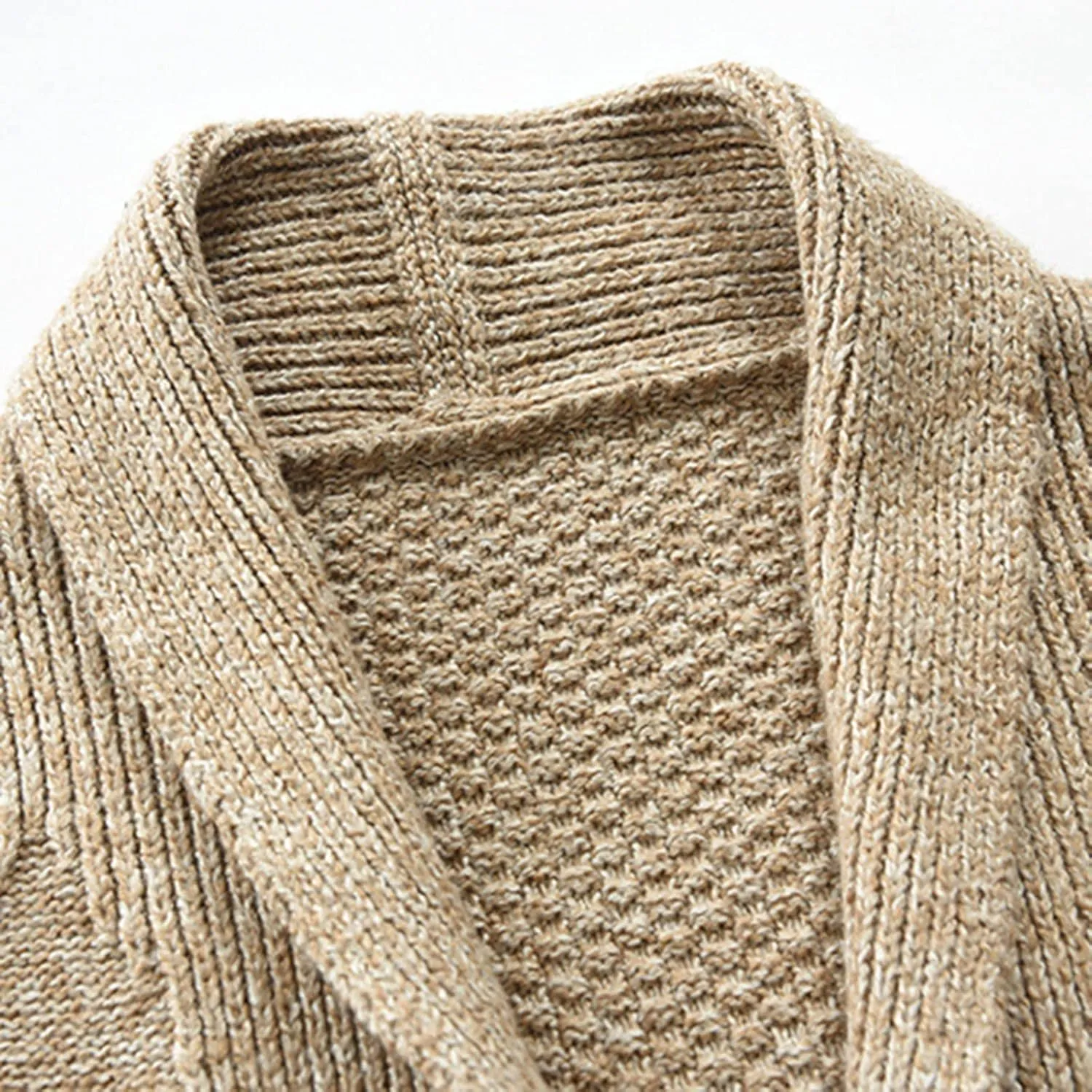 Men's Wool Blend Shawl Collar Cardigan Sweater Casual Cable Knit Button Down Cardigan Chunky Ribbed Sweaters