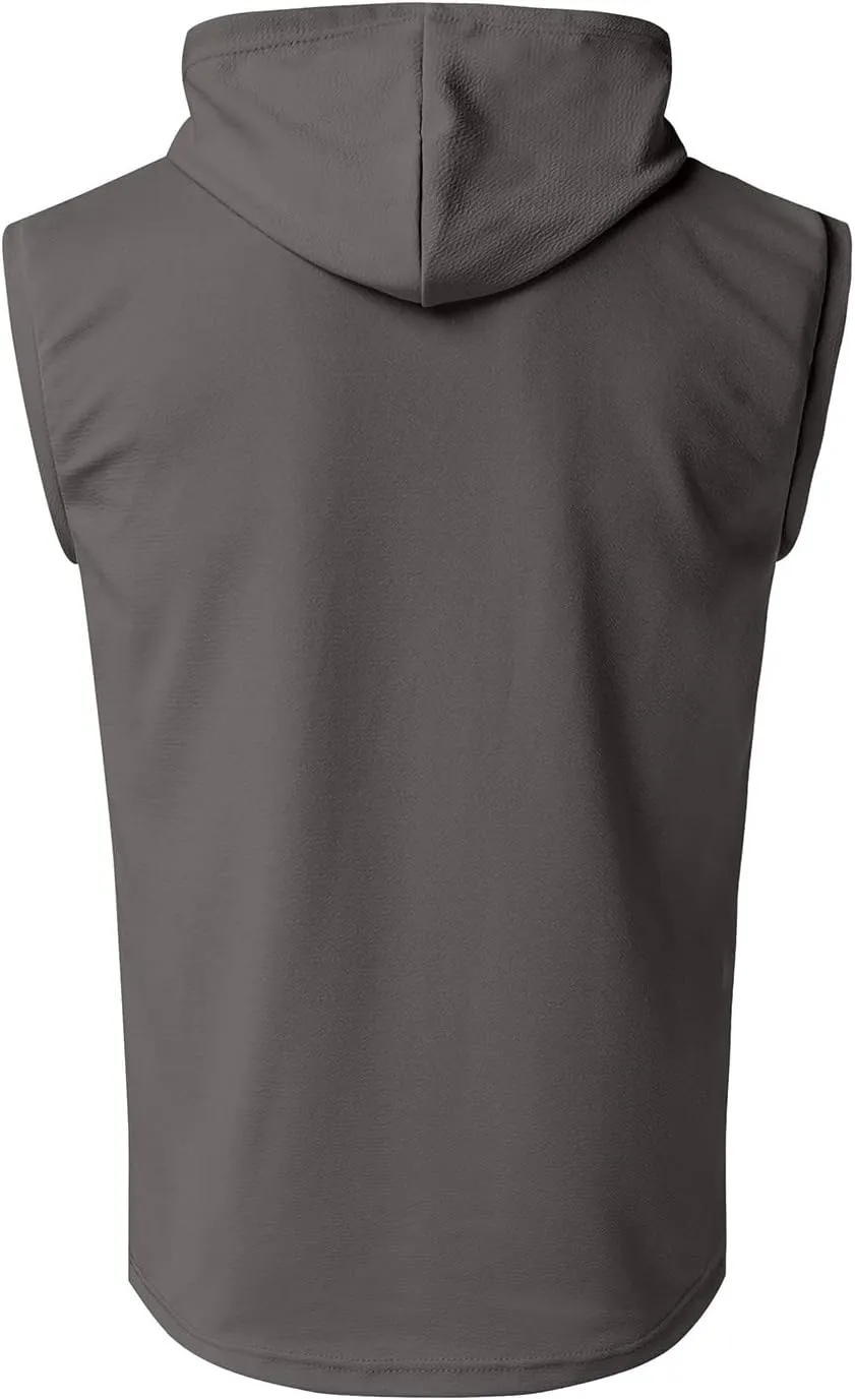 Men's Workout Hooded Tank Tops Summer Quick Dry Sleeveless Muscle Cut Off Shirts Bodybuilding Gym Athletic Vests Tee