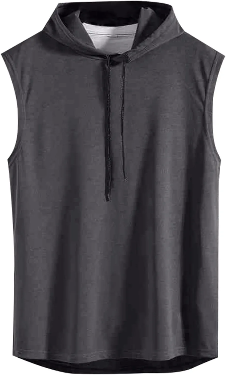 Men's Workout Hooded Tank Tops Summer Quick Dry Sleeveless Muscle Cut Off Shirts Bodybuilding Gym Athletic Vests Tee