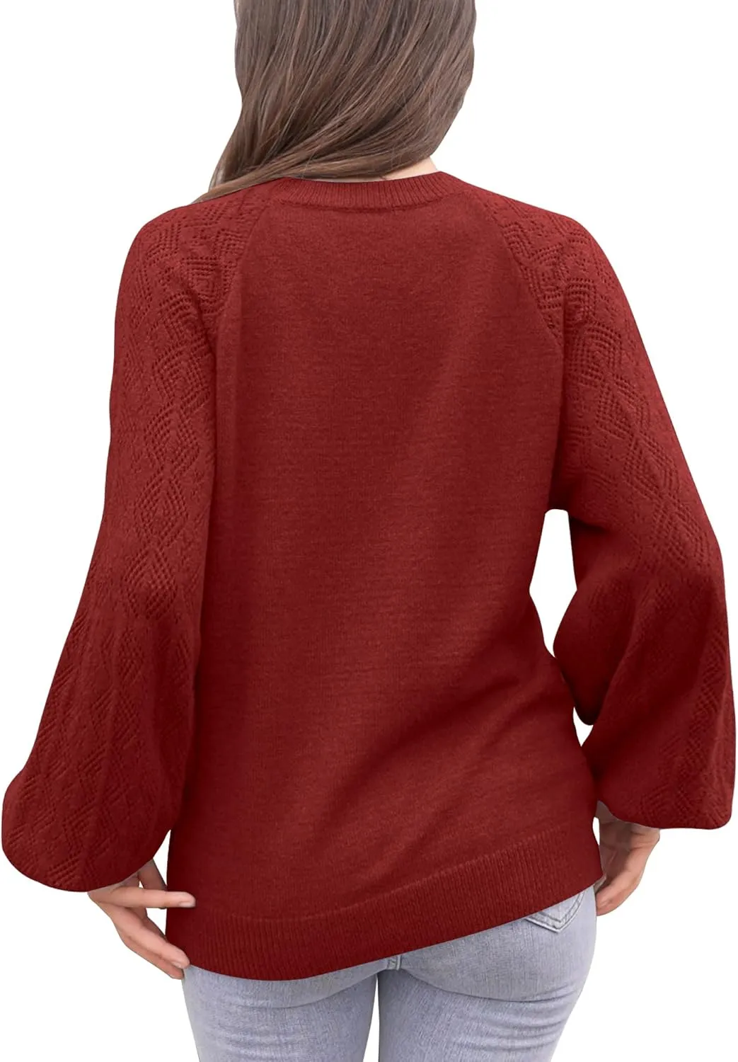 Messic Womens Pullover Sweaters 2024 Casual Long Sleeve V Neck Loose Knit Tops