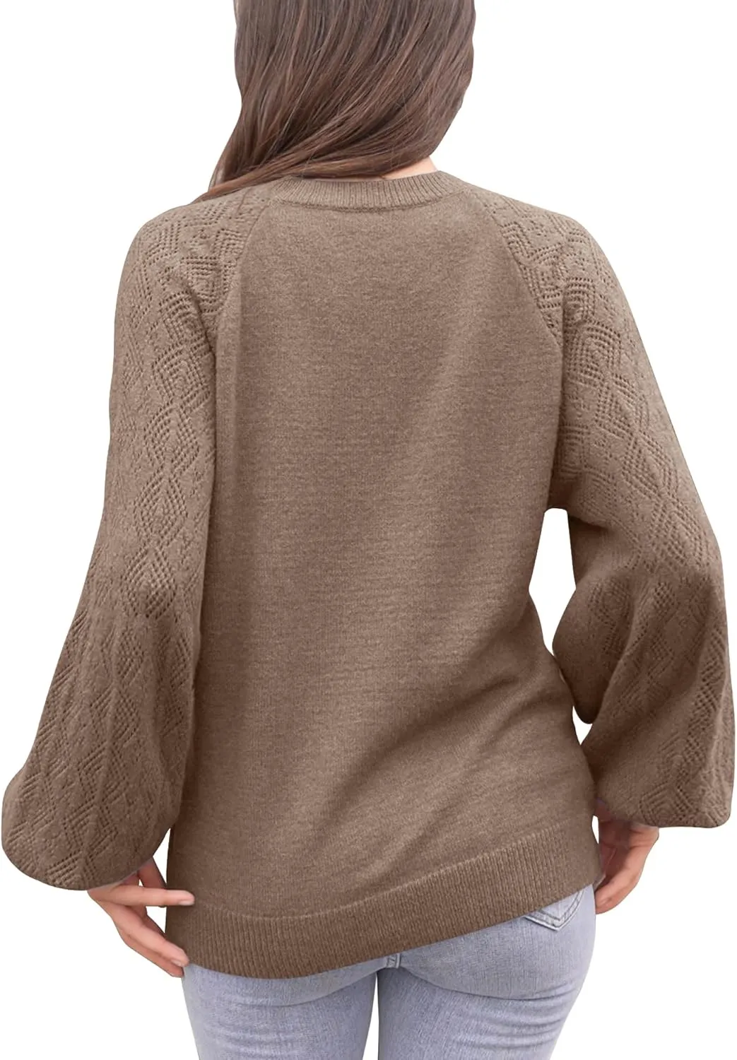 Messic Womens Pullover Sweaters 2024 Casual Long Sleeve V Neck Loose Knit Tops