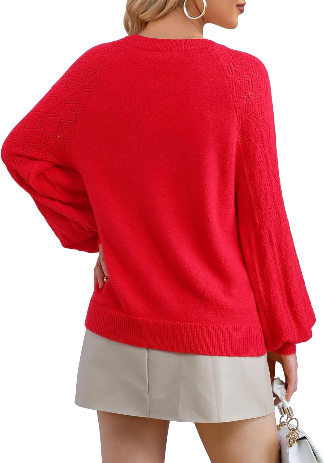 Messic Womens Pullover Sweaters 2024 Casual Long Sleeve V Neck Loose Knit Tops