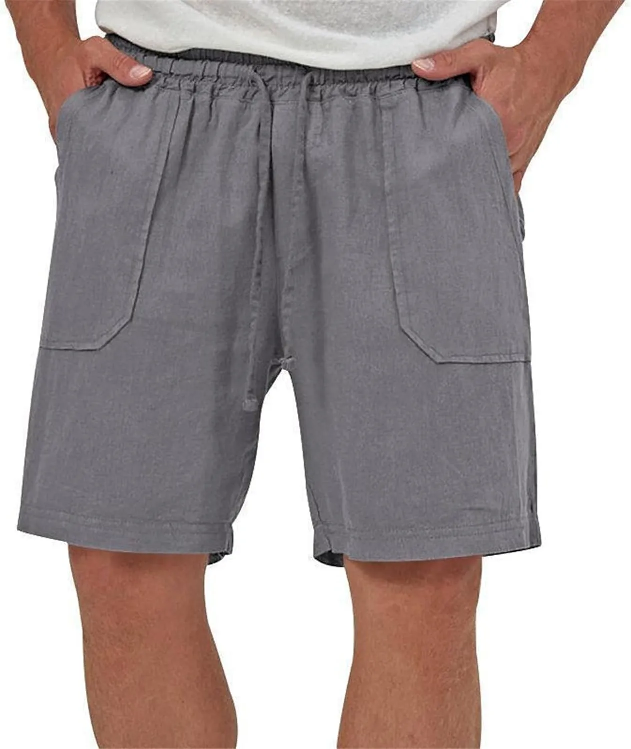 Muscularfit Cargo Shorts for Men Relaxed Fit Shorts with Pockets Summer Fashion Linen Cotton Shorts Stretch Athletic Shorts