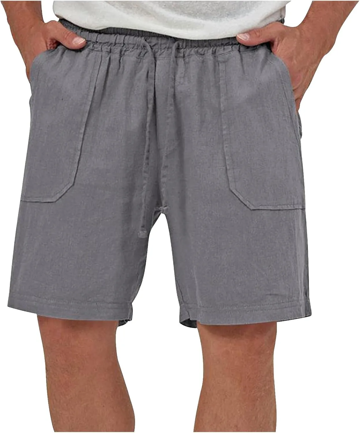 Muscularfit Cargo Shorts for Men Relaxed Fit Shorts with Pockets Summer Fashion Linen Cotton Shorts Stretch Athletic Shorts