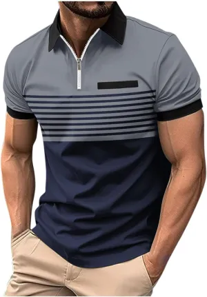Muscularfit Mens Shirts Casual Stylish Button Down Short Sleeve Polo Shirt Summer Vacation Shirts Loose Athletic Pullover Tee