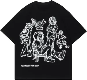 Oversized Graphic Tees Men Vintage Y2K Print Shirts Streetwear Unisex Harajuku T-Shirts