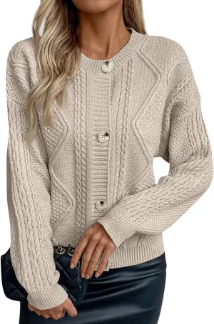 Oversized Sweater 90s Vintage Knitted Sweater for Women Long Sleeve Cable Knit Crewneck Pullover Tops Plus Size