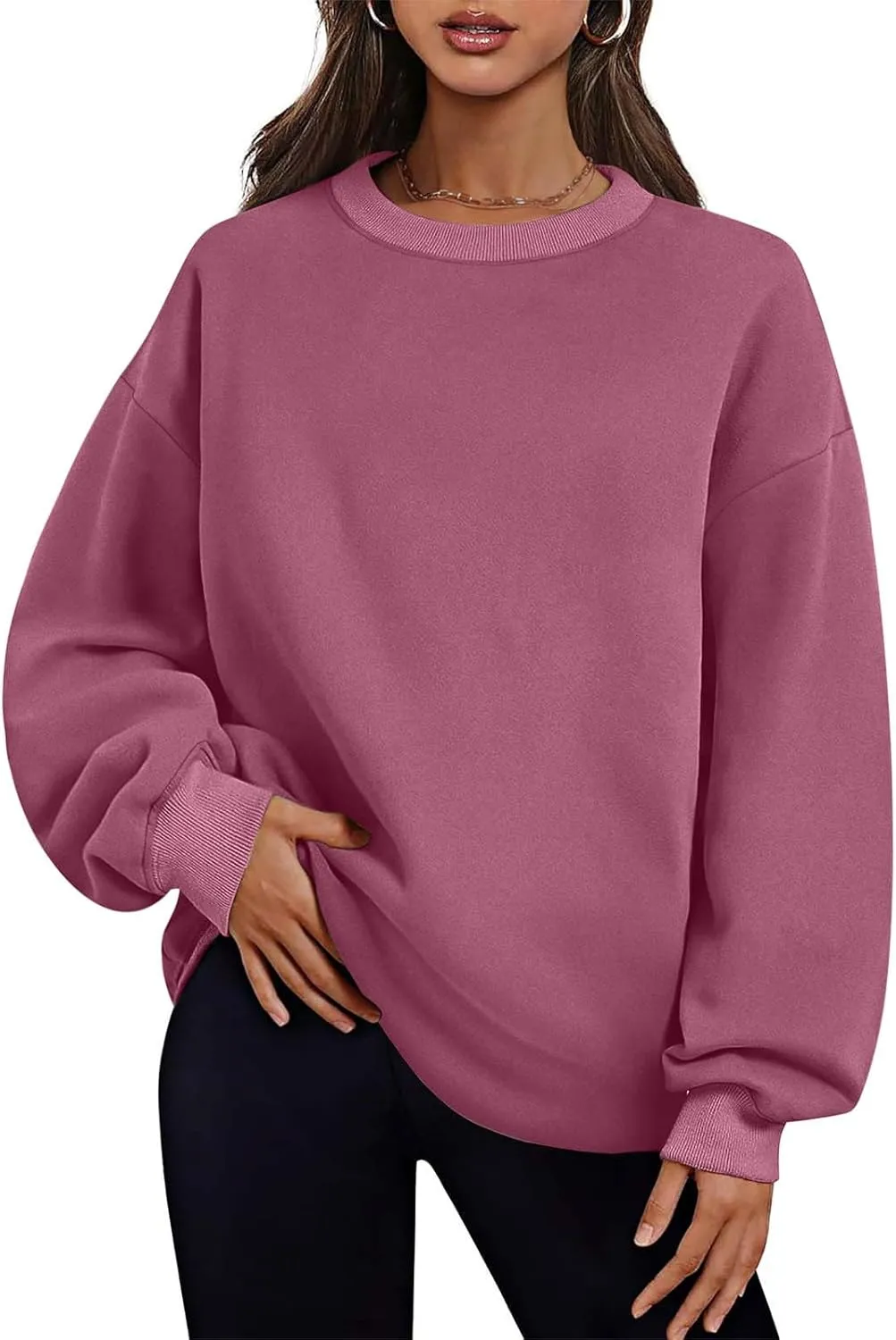 Oversized Sweatshirts for Women 2024 Trendy Long Sleeve Crewneck Tops Fall Sweaters Pullover Sweatshirt with Pockets