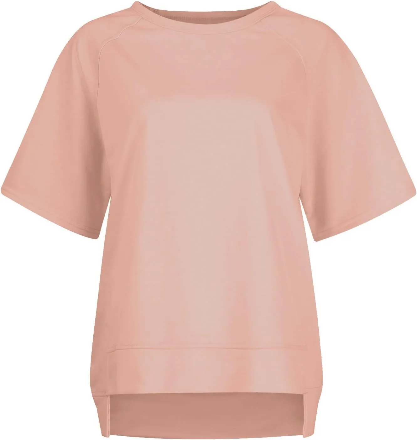 Oversized T Shirts for Women Crewneck Short Sleeve Casual Summer Tunic Tops Trendy Solid Loose Fit High Low Blouses