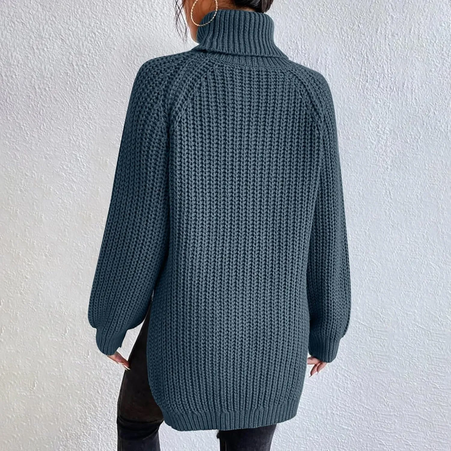 Oversized Turtleneck Sweaters Women Fall Long Sleeves Chunky Knit Slouchy Pullover Sweater Loose Warm Jumper Tops