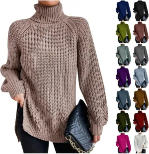 Oversized Turtleneck Sweaters Women Fall Long Sleeves Chunky Knit Slouchy Pullover Sweater Loose Warm Jumper Tops