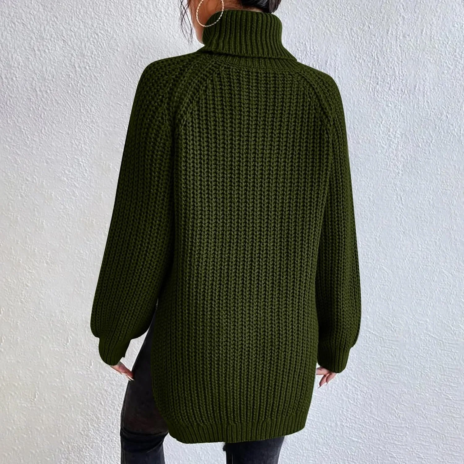 Oversized Turtleneck Sweaters Women Fall Long Sleeves Chunky Knit Slouchy Pullover Sweater Loose Warm Jumper Tops