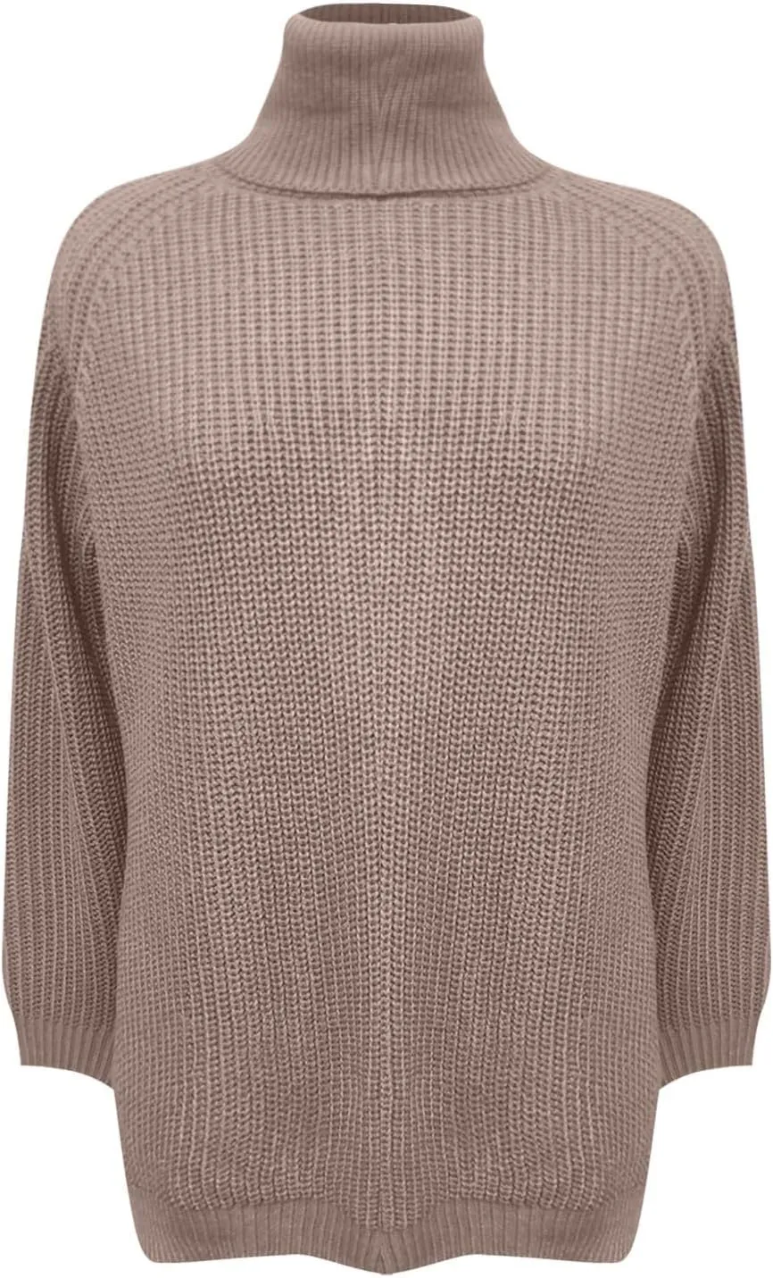 Oversized Turtleneck Sweaters Women Fall Long Sleeves Chunky Knit Slouchy Pullover Sweater Loose Warm Jumper Tops
