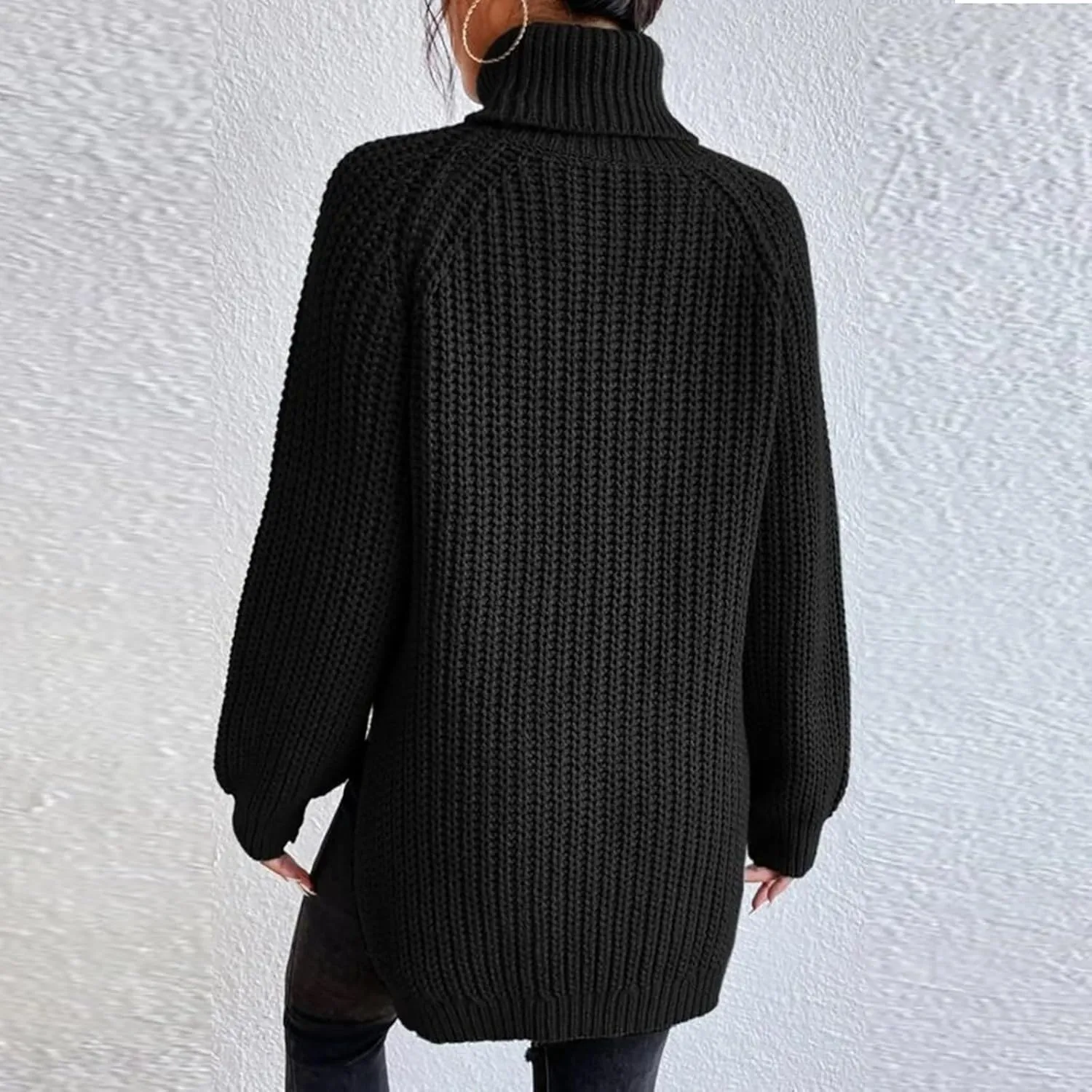 Oversized Turtleneck Sweaters Women Fall Long Sleeves Chunky Knit Slouchy Pullover Sweater Loose Warm Jumper Tops