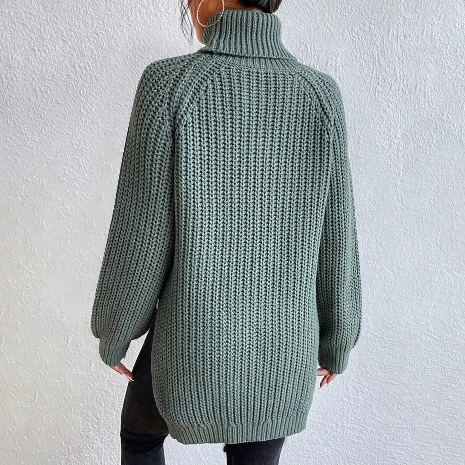 Oversized Turtleneck Sweaters Women Fall Long Sleeves Chunky Knit Slouchy Pullover Sweater Loose Warm Jumper Tops
