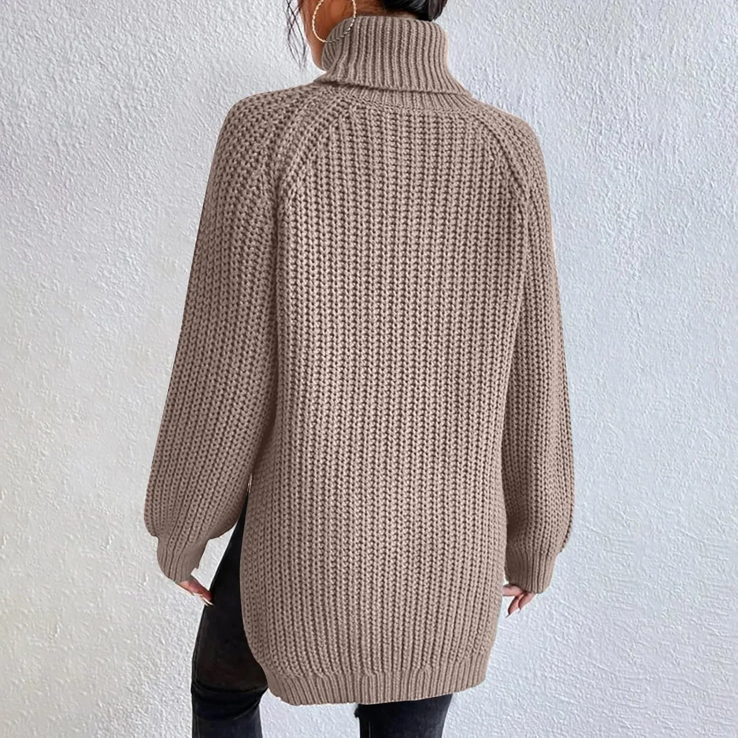 Oversized Turtleneck Sweaters Women Fall Long Sleeves Chunky Knit Slouchy Pullover Sweater Loose Warm Jumper Tops