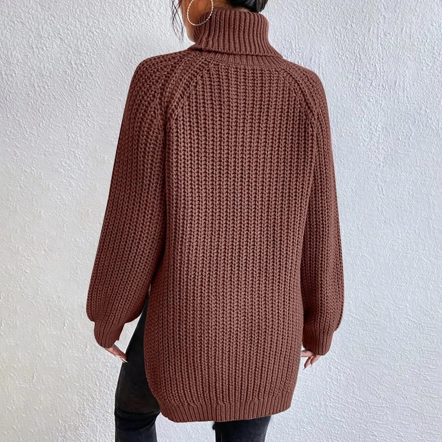 Oversized Turtleneck Sweaters Women Fall Long Sleeves Chunky Knit Slouchy Pullover Sweater Loose Warm Jumper Tops