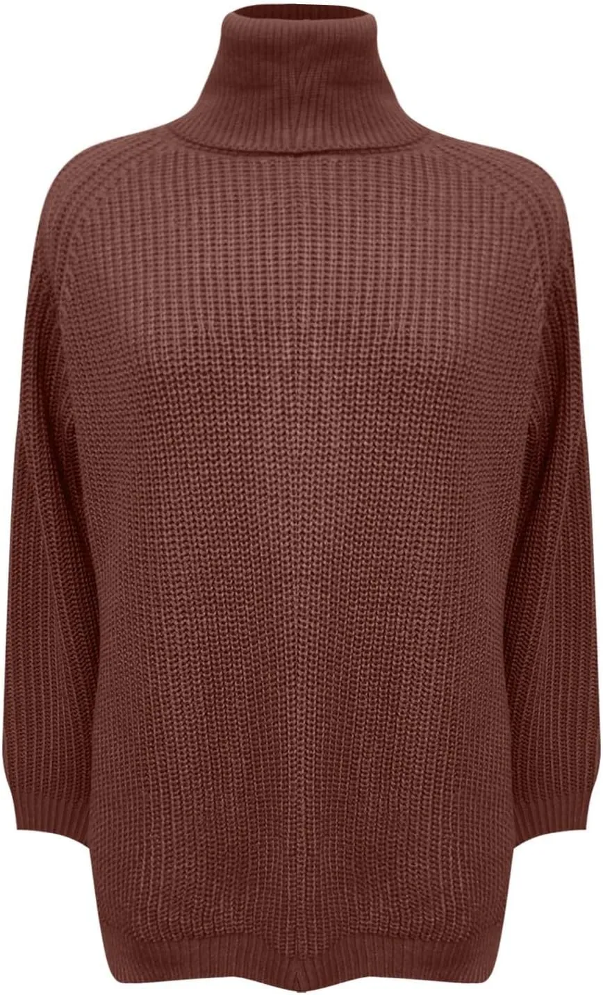 Oversized Turtleneck Sweaters Women Fall Long Sleeves Chunky Knit Slouchy Pullover Sweater Loose Warm Jumper Tops