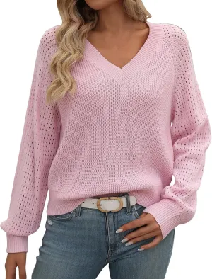 Oversized Women's Fall 2024 Sweaters Long Sleeves Chunky Knit Cozy Ribbed Casual Tops