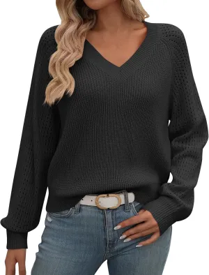Oversized Women's Fall 2024 Sweaters Long Sleeves Chunky Knit Cozy Ribbed Casual Tops