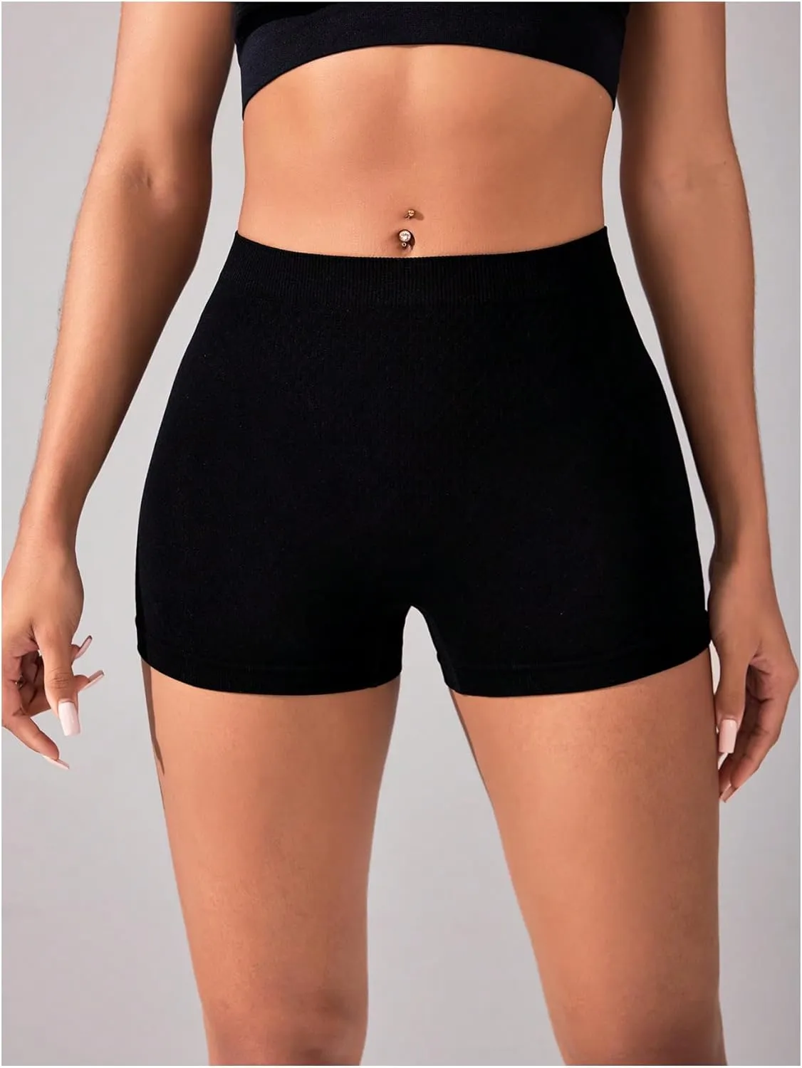 OYOANGLE Women's Seamless Workout Shorts High Waisted Gym Yoga Sports Biker Shorts